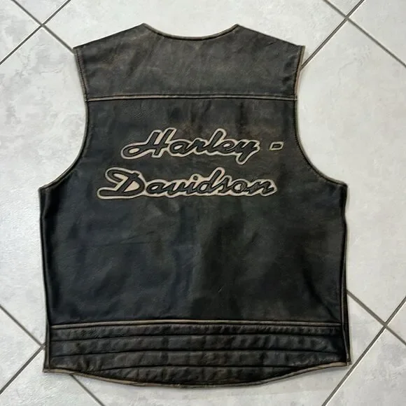 Harley Davidson men leather bronco vest - Picture 3 of 7